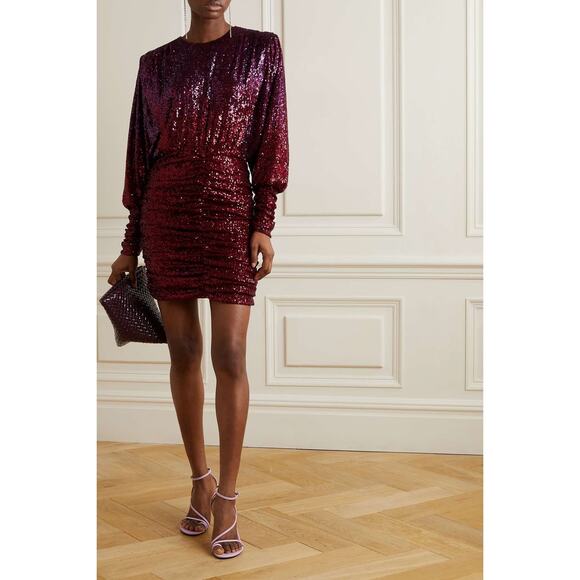 NWT REBECCA VALLANCE Nikita Sequin Mini Dress Long Sleeve Bodycon Sz 2 Chic Sexy - Picture 1 of 16